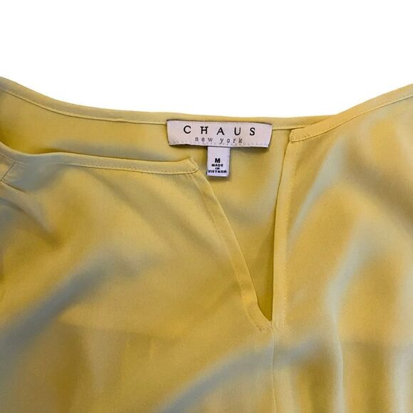 EUC Yellow Chaus NEW York Blouse with Front Bottom Tie - Picture 2 of 6